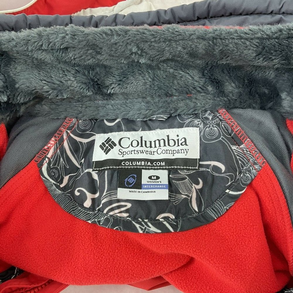 Columbia Sportswear Coat Womens Sz M Red Interchange Hooded Ski Removable Fleece - Picture 3 of 11